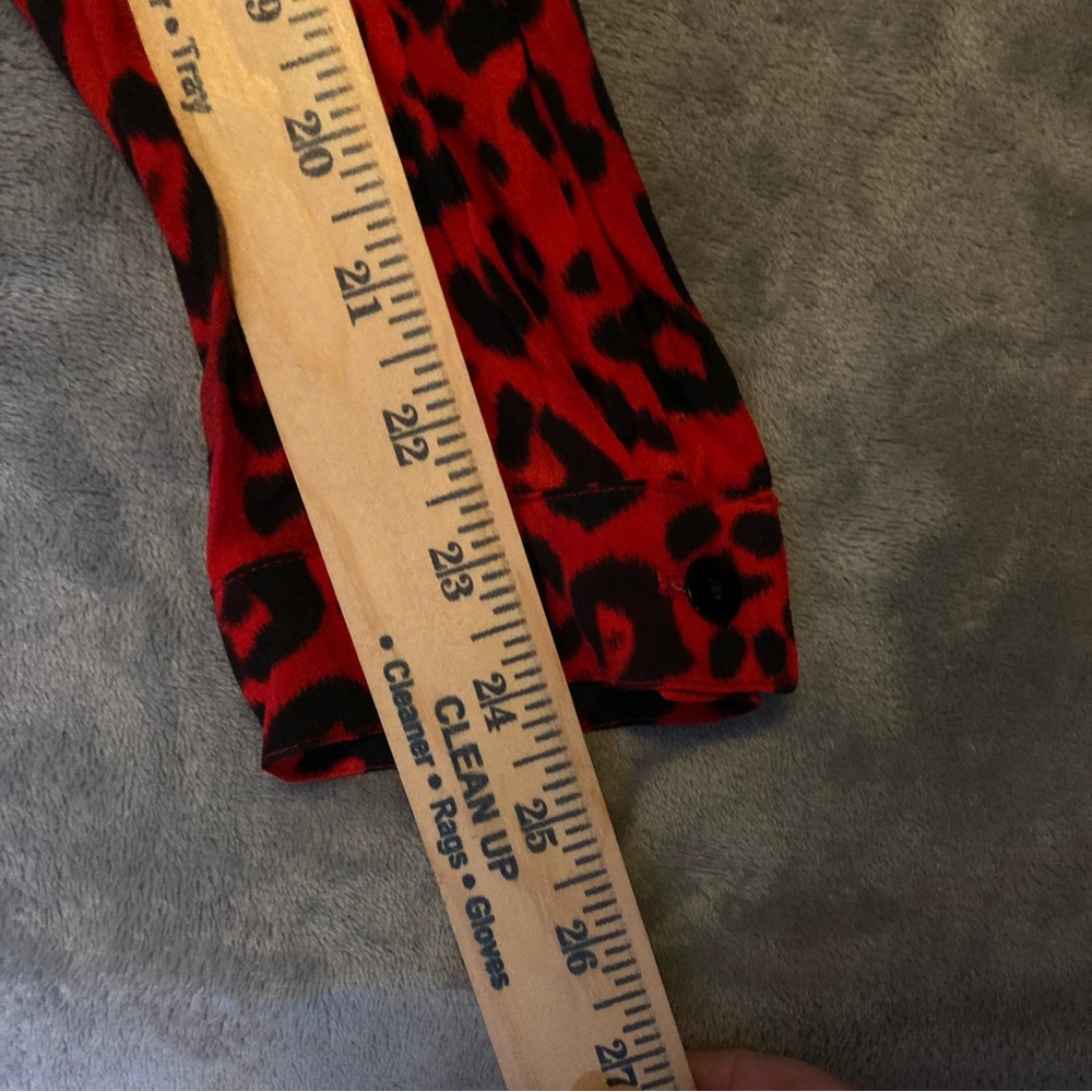 Karen Kane Red and Black Leopard Print Blouse - Picture 8 of 15